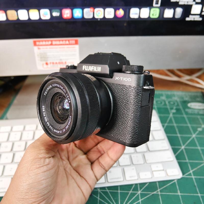 Foto FUJIFILM X-T100 kit XC 15-45mm OIS HITAM ADA BOX kode 1375 ke-2