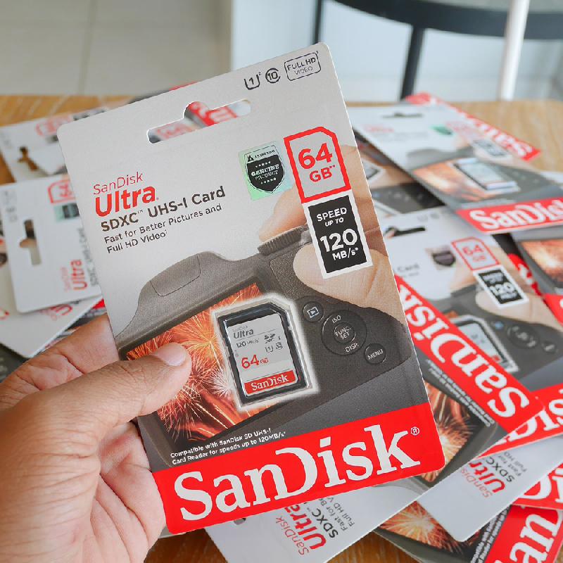 Foto NEW / BARU MEMORY KAMERA SANDISK Ultra 64Gb 120Mb/s class 10 SDXC UHS-I ke-2